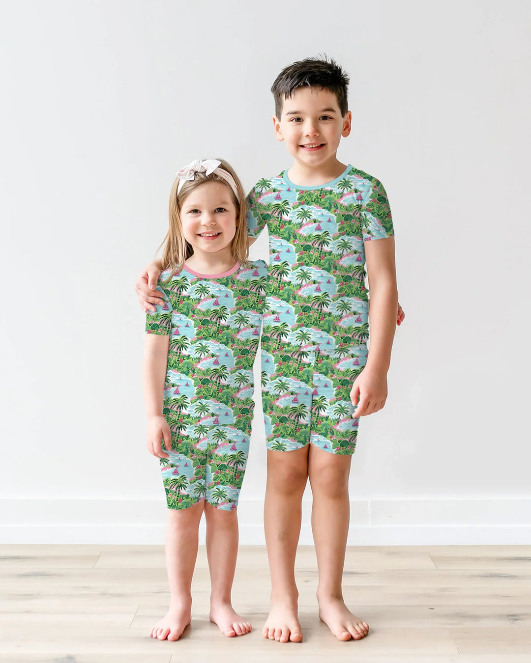 Preppy Coast Beach Club Bamboo Two Piece Short Sleeve Shorts Pajama Set