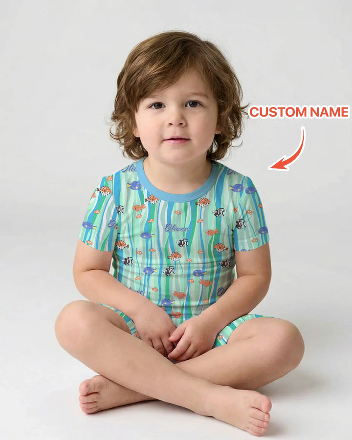 Zweiteiliges Pyjama-Set mit kurzen Ärmeln und Shorts im Sommer-Design