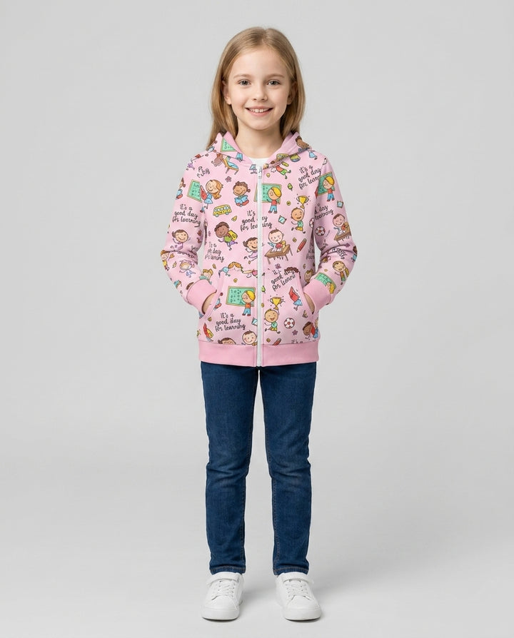 Kapuzenpullover aus Bambus mit hebräischem Alphabet und Reißverschluss