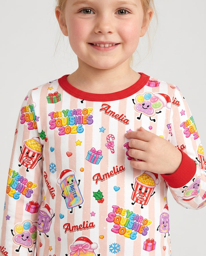 Custom Name The Year of Squishies 2026 Bamboo Two Piece Long Sleeve Pajama Set