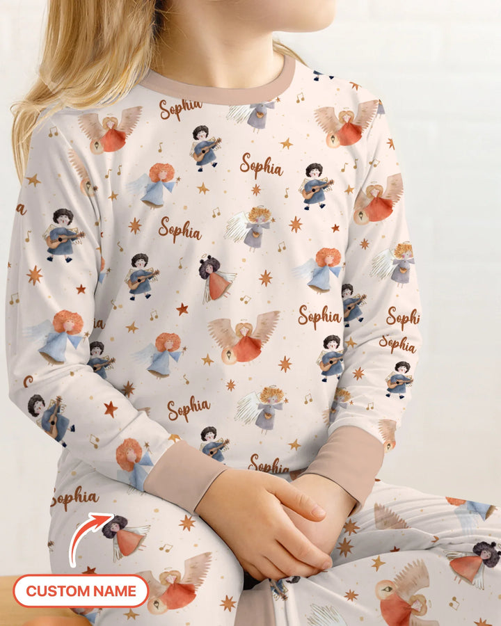 Pijama de dos piezas de bambú de manga larga personalizado Guardian Angels
