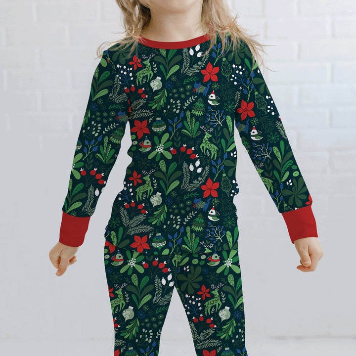 Zweiteiliges Langarm-Pyjama-Set mit Sommerfrüchten
