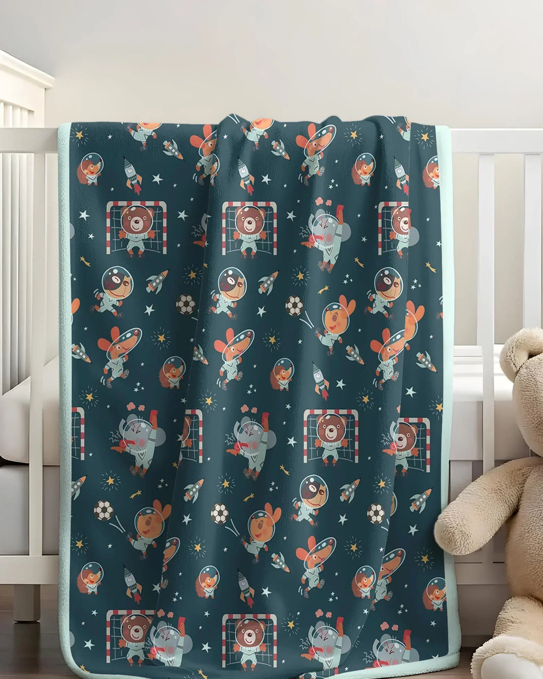 Space Soccer Bamboo Blanket