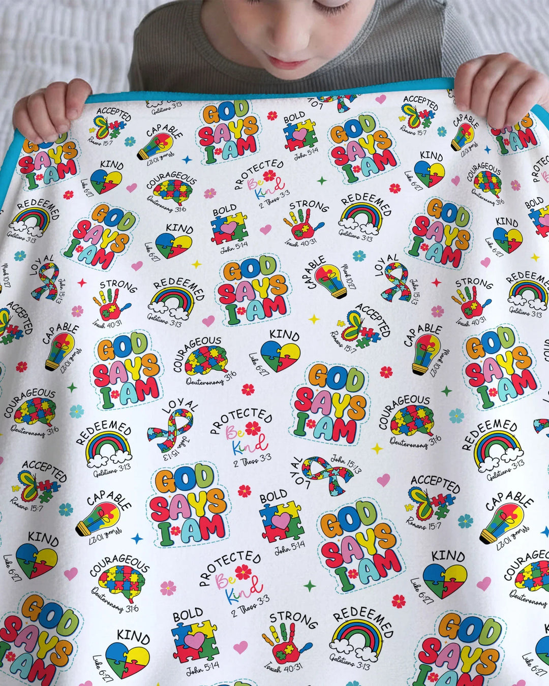 God Says I Am Autism Awareness Bamboo Blanket