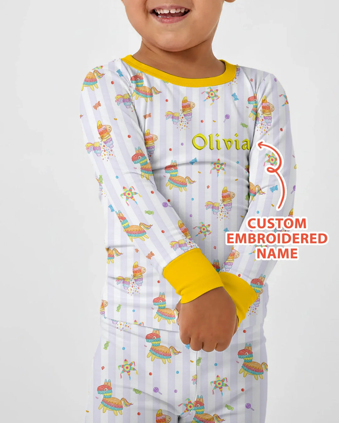 Personalized Embroidered Name Cinco De Mayo Bamboo Two Piece Long Sleeve Pajama Set