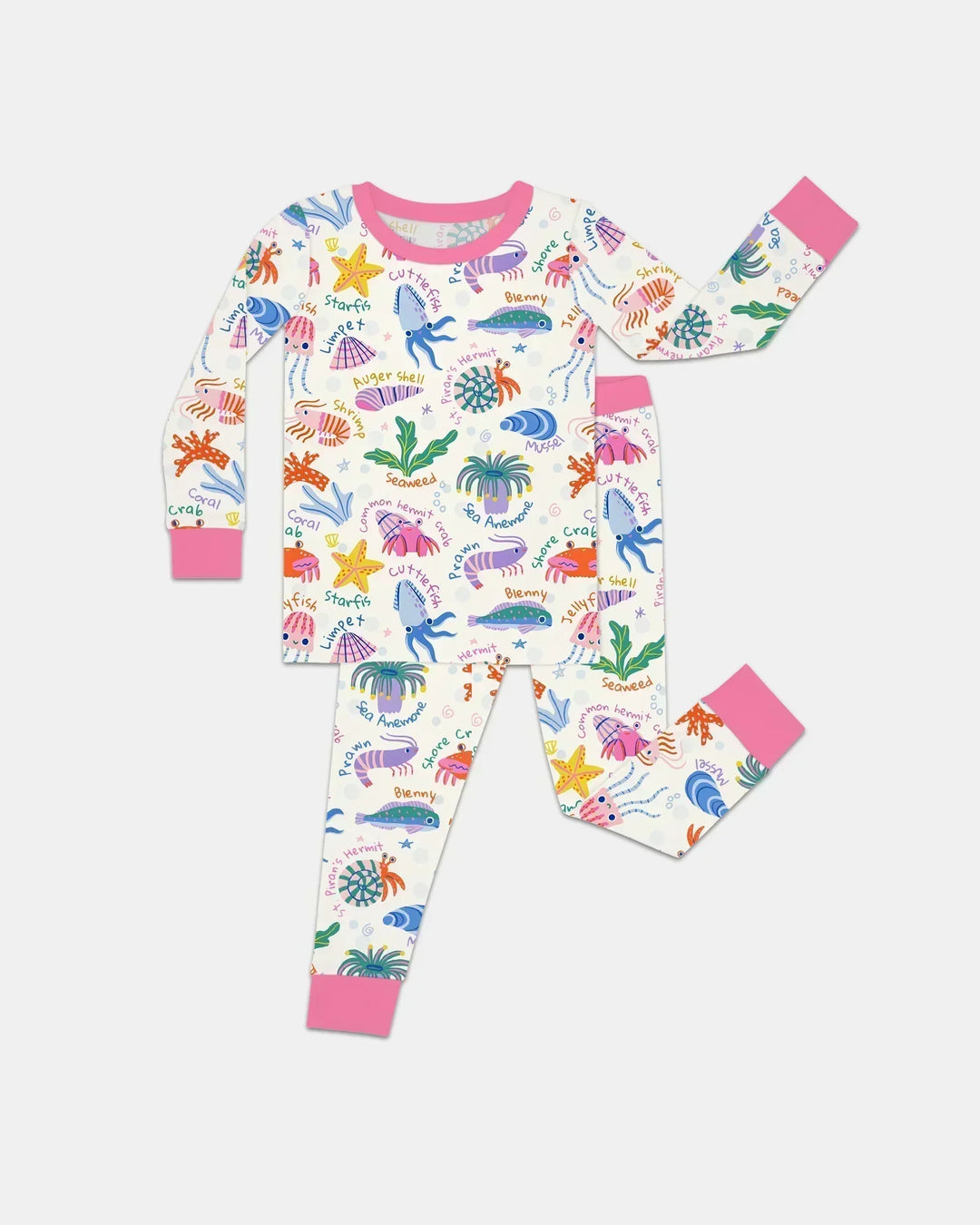 Conjunto de pijama de dos piezas de bambú de manga larga Tide Pool Pals