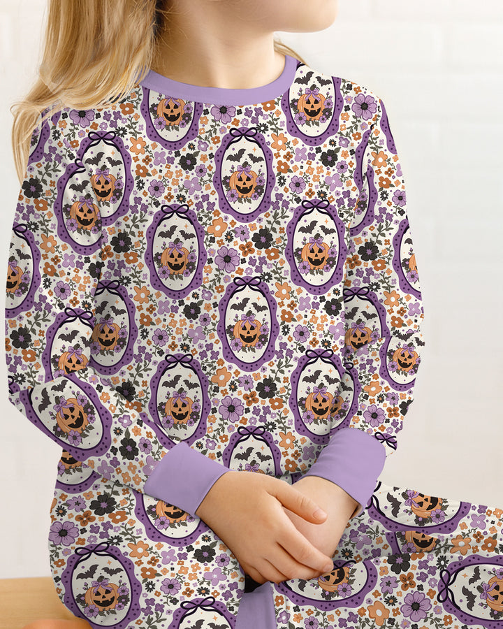 Pumpkin Cameo Garden Bamboo Two Piece Long Sleeve Pajama Set
