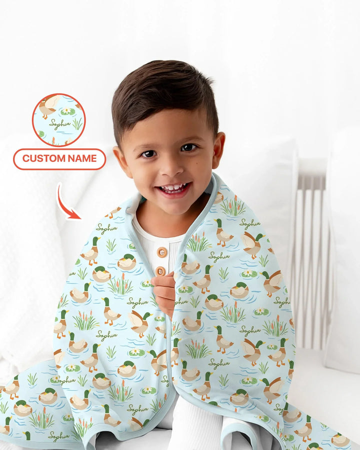 Manta de bambú con pato ánade personalizada