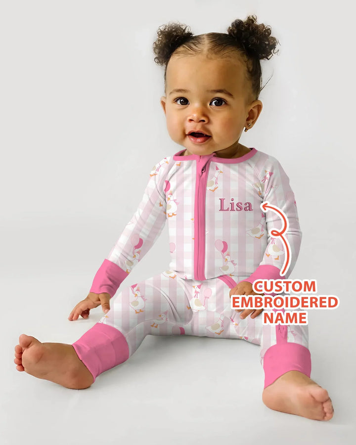 Custom Embroidered Birthday Boy/Girl Baby Bamboo Convertible Zippy