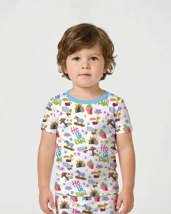 Template Zweiteiliges Pyjama-Set mit kurzen Ärmeln und Shorts