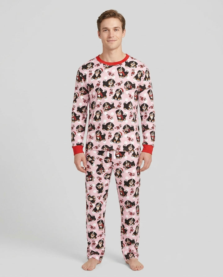 Holiday Bernese Mountain Christmas Dog Bamboo Men's Pajama Set