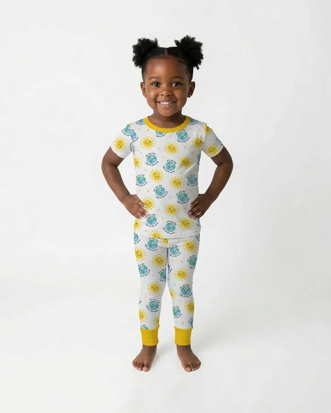 Mateo 5:14 Pijama de dos piezas de bambú de manga corta "Luz del mundo"