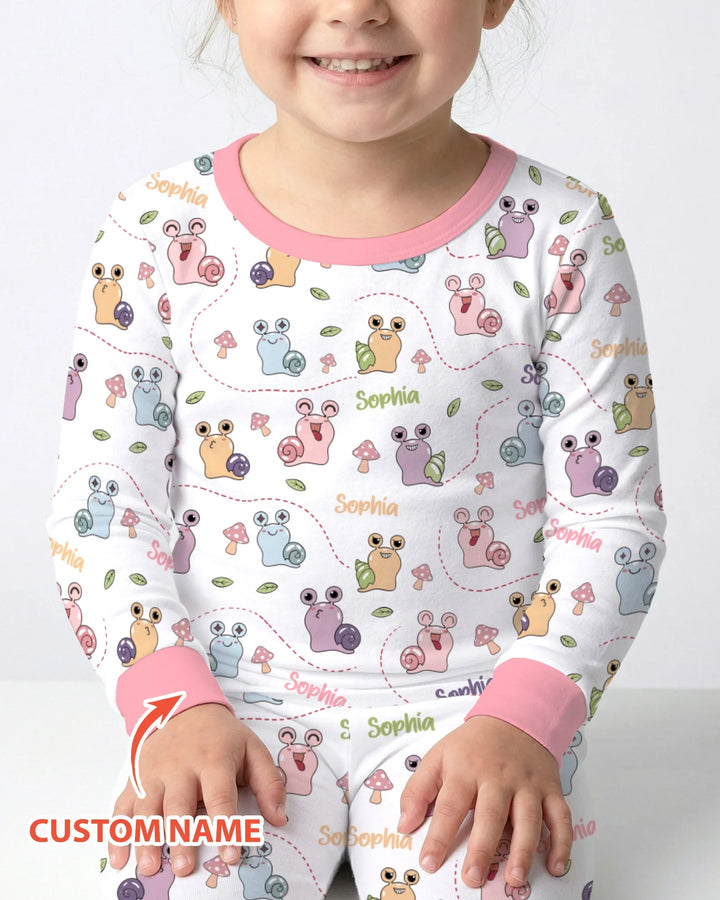 Conjunto de pijama de bambú de dos piezas de manga larga "¡Lo conseguí!" con nombre personalizado