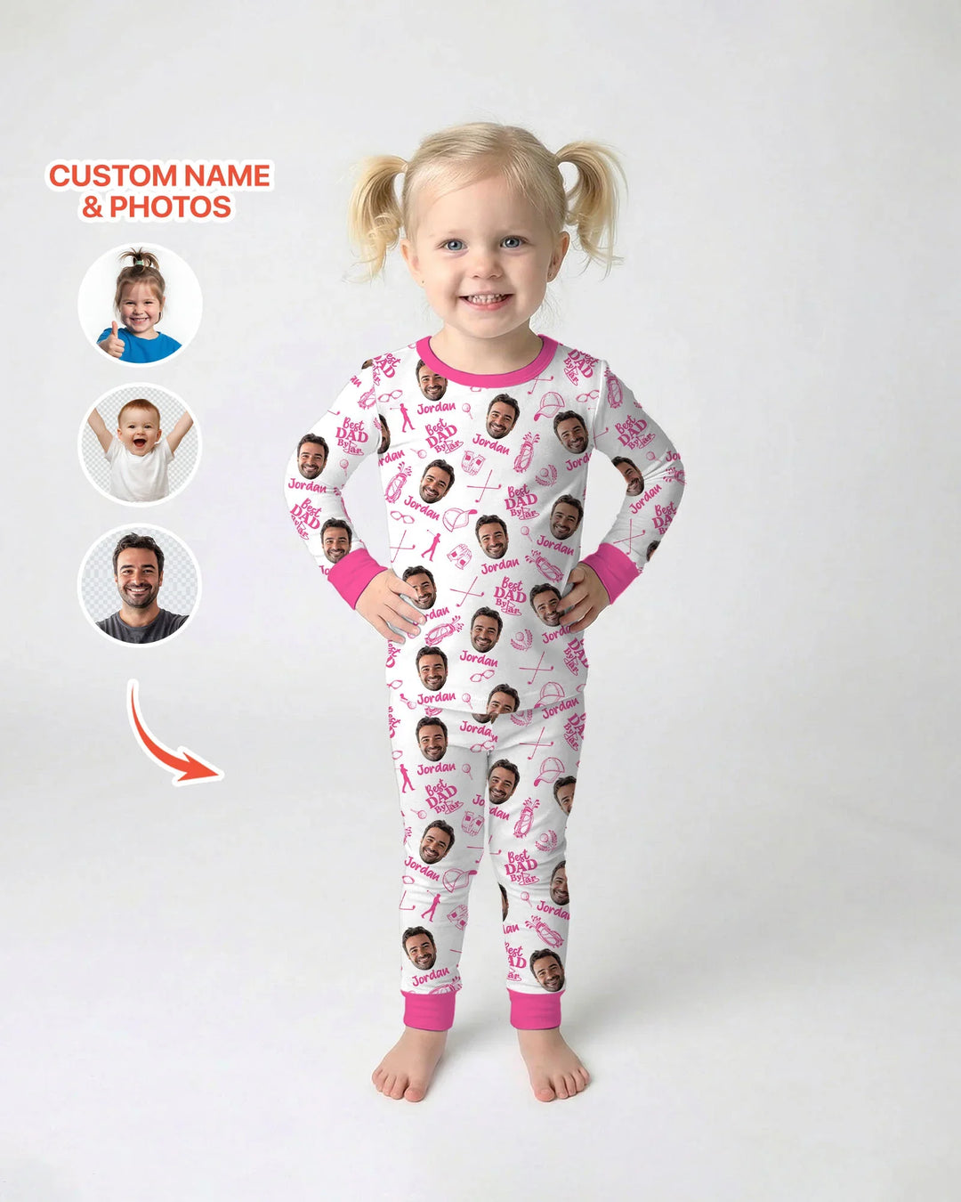 Custom Photo Best Dad By Par Bamboo Two Piece Long Sleeve Pajama Set
