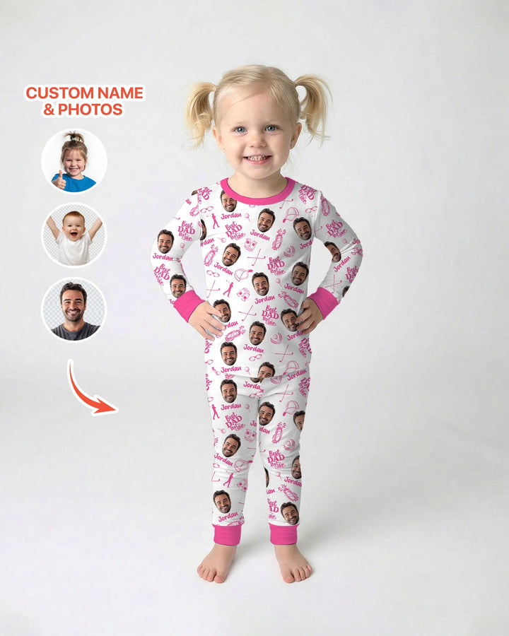 Custom Photo Best Dad By Par Bamboo Two Piece Long Sleeve Pajama Set