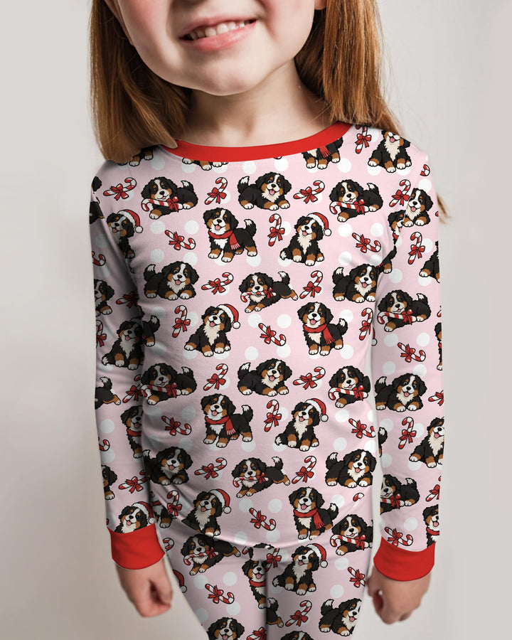 Holiday Bernese Mountain Christmas Dog Bamboo Two Piece Long Sleeve Pajama Set