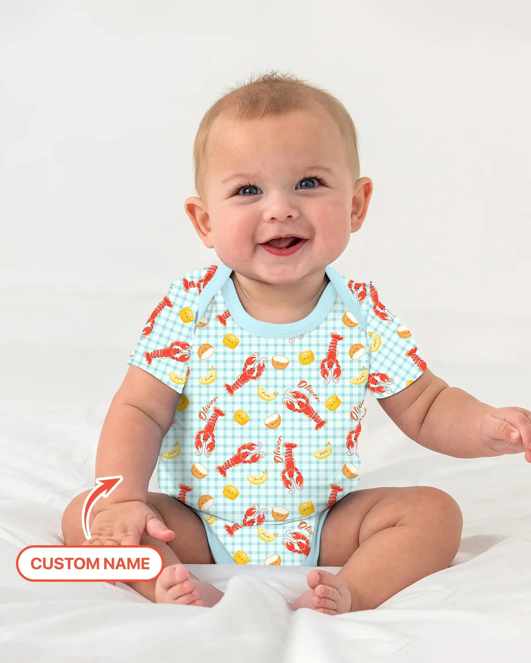 Custom Name Preppy Crawfish Season Bamboo Bodysuit