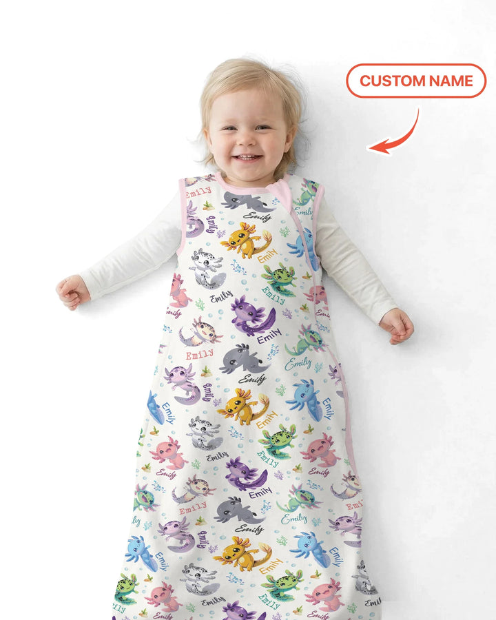 I Love You Axolotl Custom Name Sleep Bag