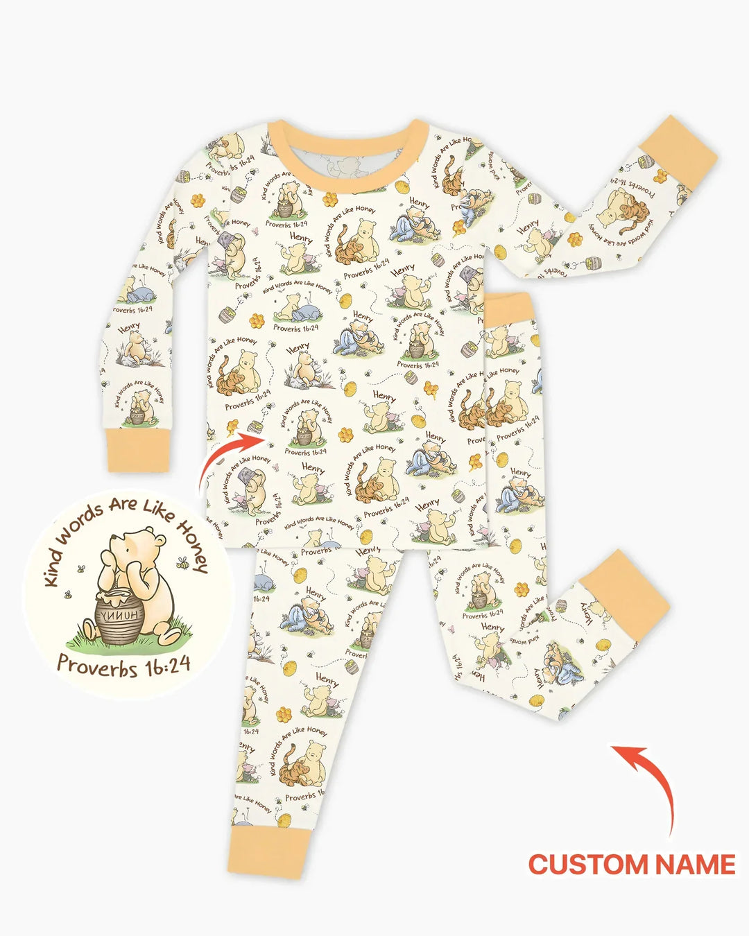 Kind Words Are Like Honey Custom Name Bamboo Two Piece Long Sleeve Pajama Set