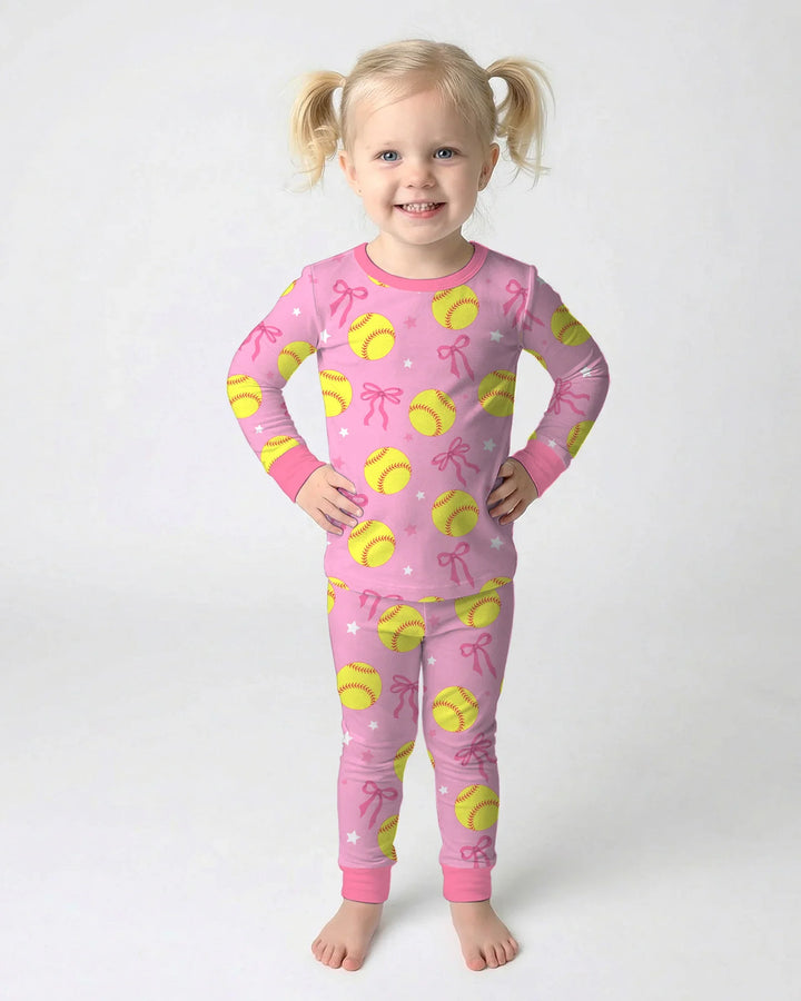 Softball Lovers Two Piece Long Sleeve Pajama Set