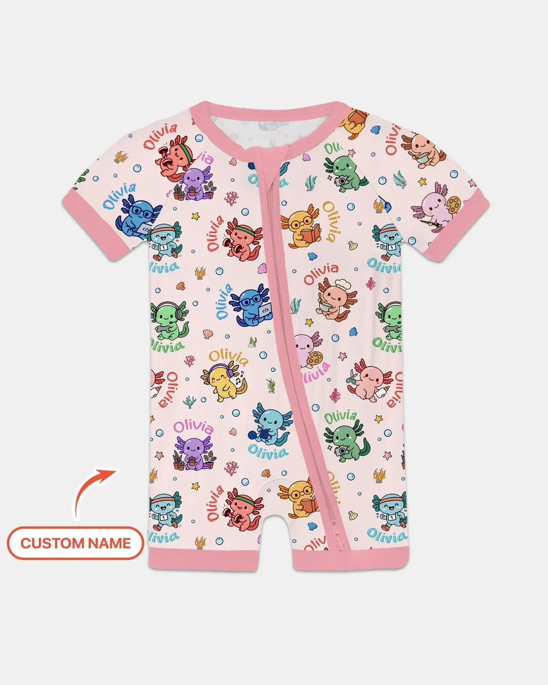 Custom Name Cute Hobby Axolotl Shorty Zippy