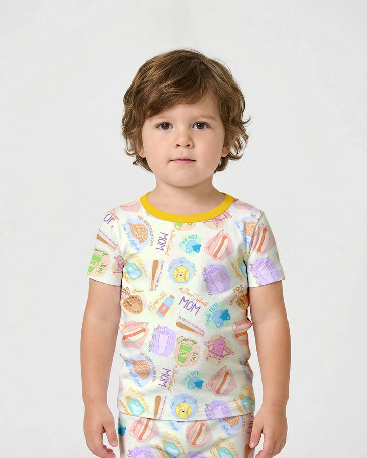 SoftBall Mom Saves The Days Two Piece Short Sleeve Shorts Pajama Set
