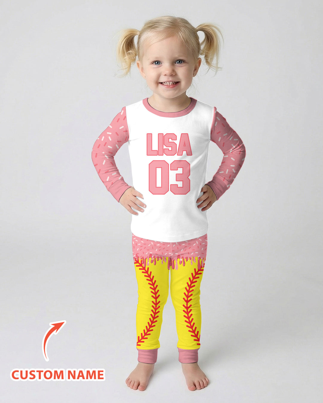 Personalized Dripping Sport Ball Custom Name Number Bamboo Two Piece Long Sleeve Pajama Set