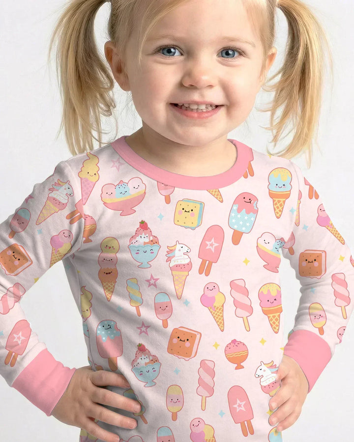 American Ice cream Two Piece Long Sleeve Pajama Set
