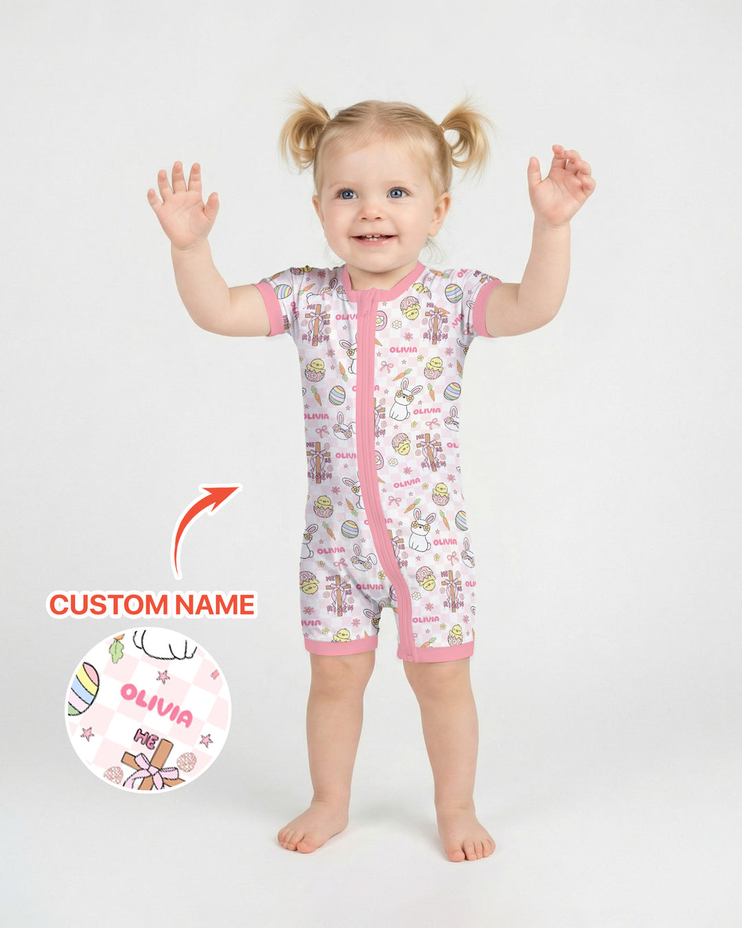 Custom Name Retro Easter Shorty Zippy