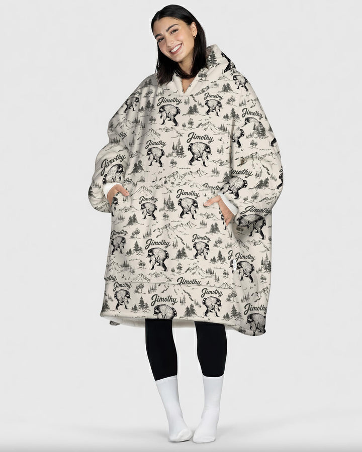 Vintage Jimothy Racoon Family Matching Bamboo Blanket Hoodie