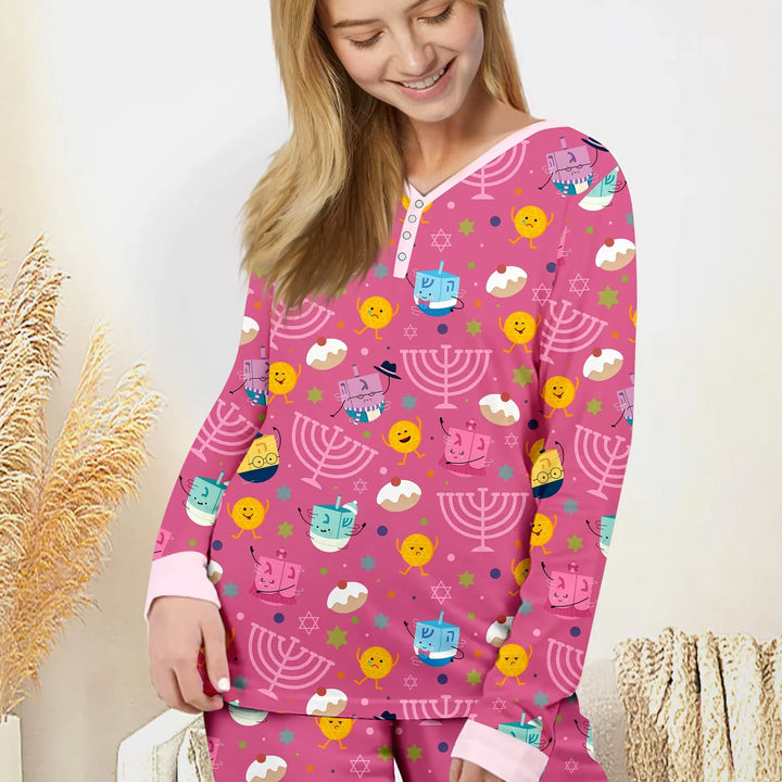 Hanukkah Little Dreidel Family Women Pajama Set