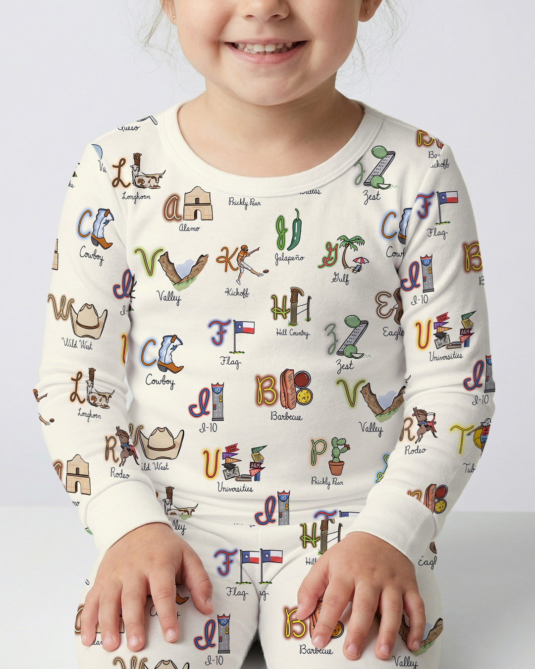 Texas Alphabet Bamboo Two Piece Long Sleeve Pajama Set