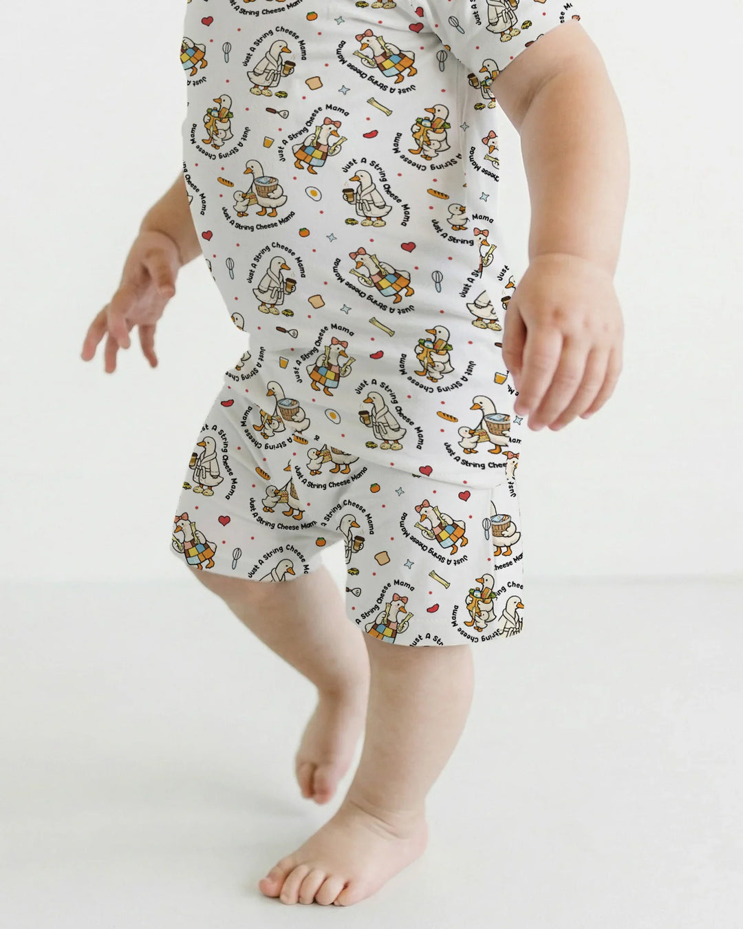 Just A String Cheese Mama Era Mommy & Me Bamboo Two Piece Short Sleeve Shorts Pajama Set