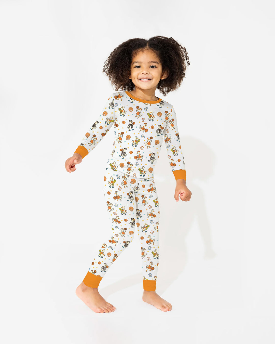 Silly Goose Playing Basketball Bamboo Two Piece Long Sleeve Pajama Set