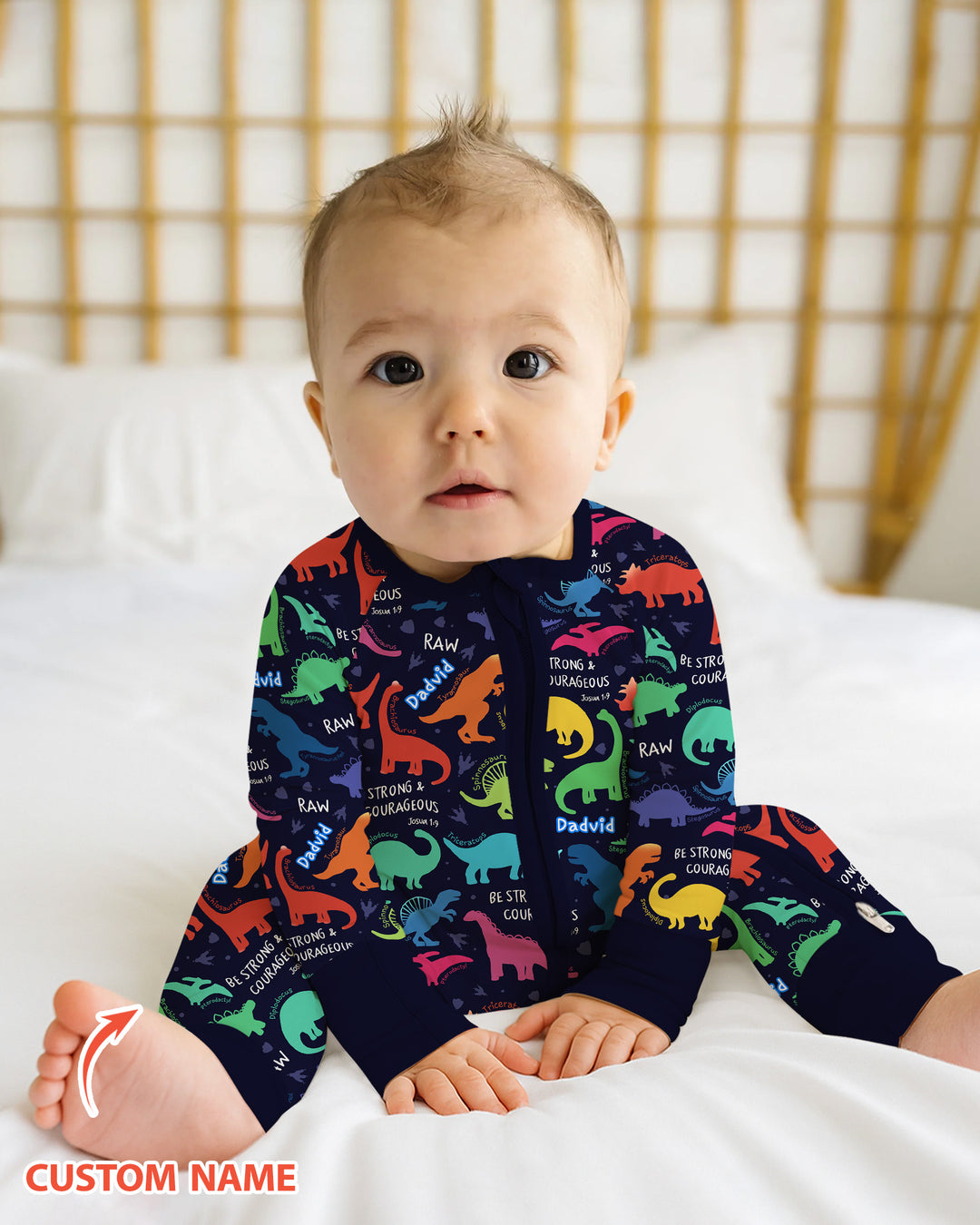 Be Strong and Courageous Dinosaur Christian Bamboo Convertible Zippy