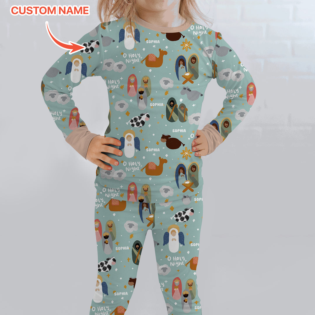 Zweiteiliges Langarm-Pyjama-Set mit Sommerfrüchten