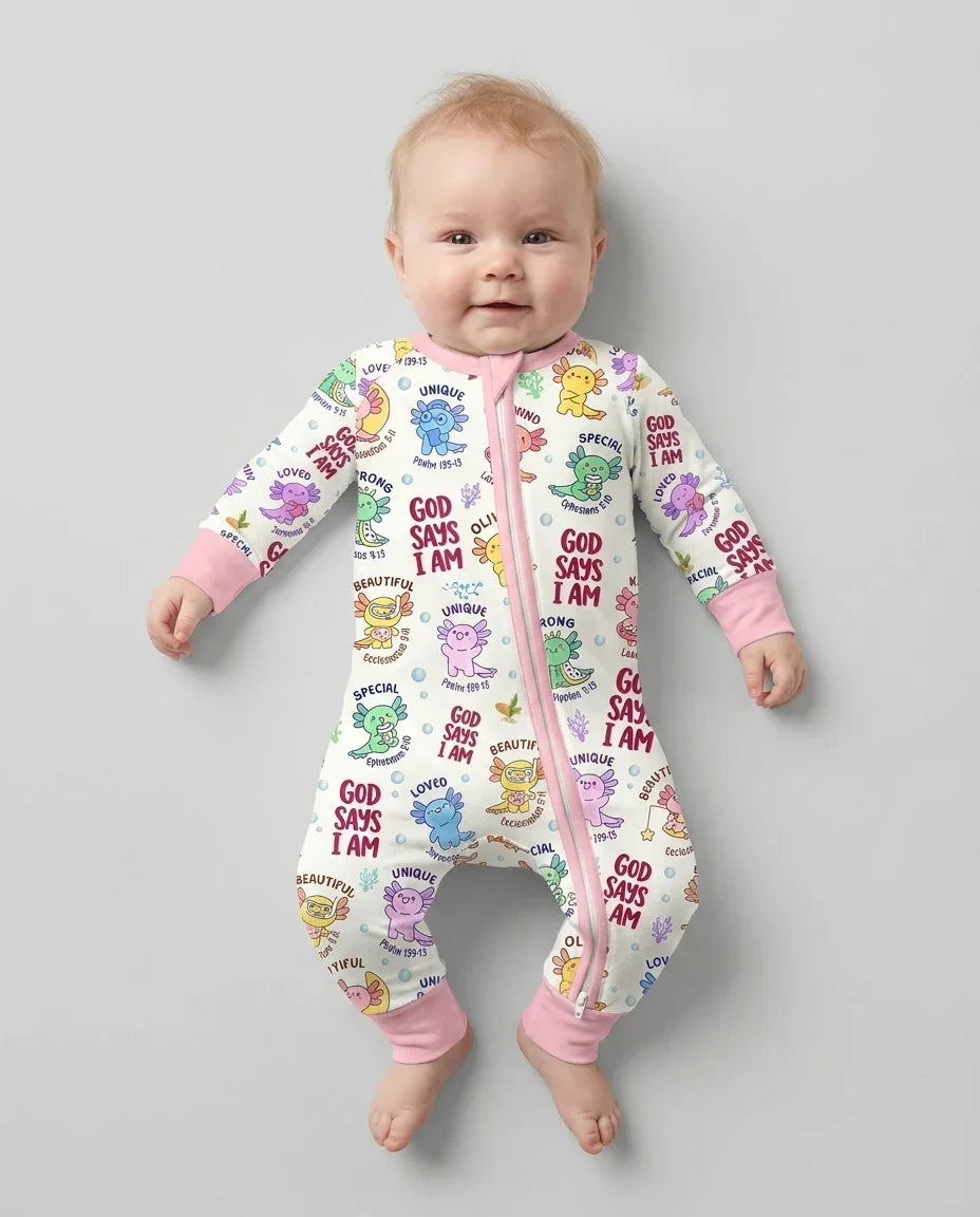 Axolotl God Says I Am Custom Name Bamboo Convertible Zippy