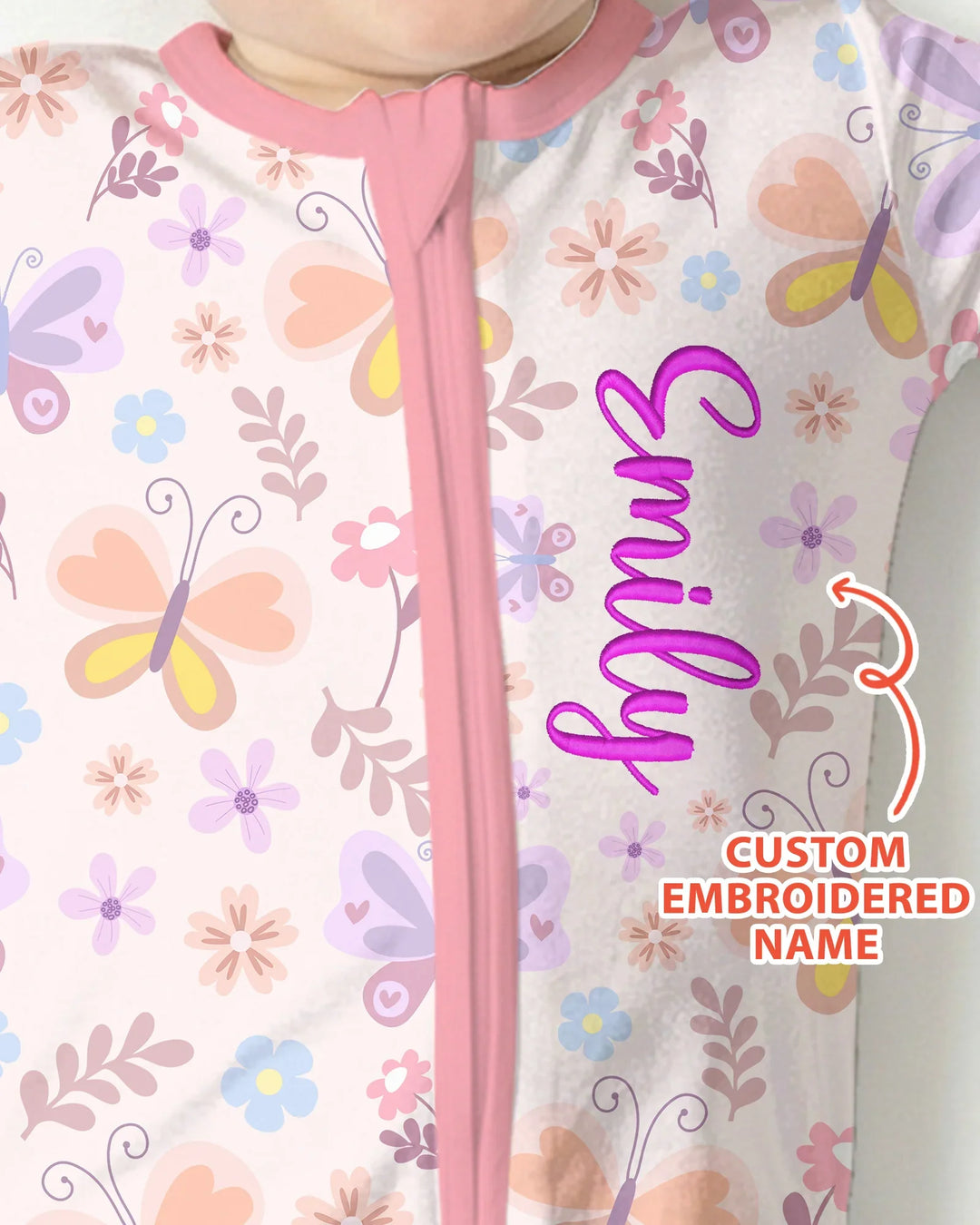 Custom Embroidered Name Butterfly Bamboo Convertible Zippy