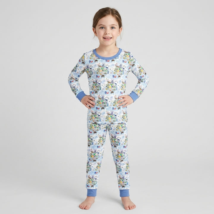Texas Map Family Matching Bamboo Two Piece Long Sleeve Pajama Set