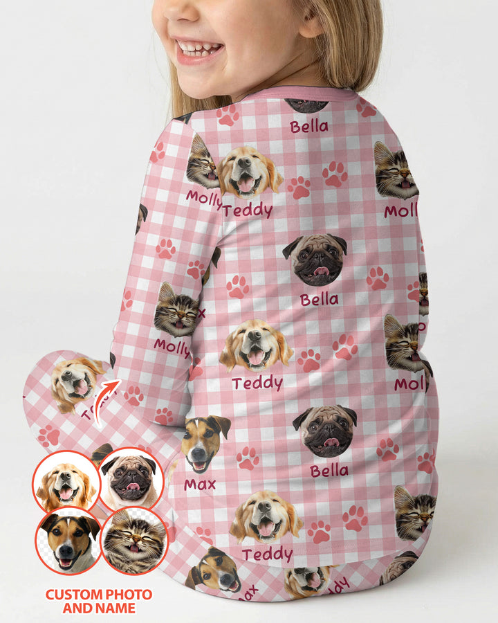 Custom Pet Photo With Name Bamboo Two Piece Long Sleeve Pajama Set
