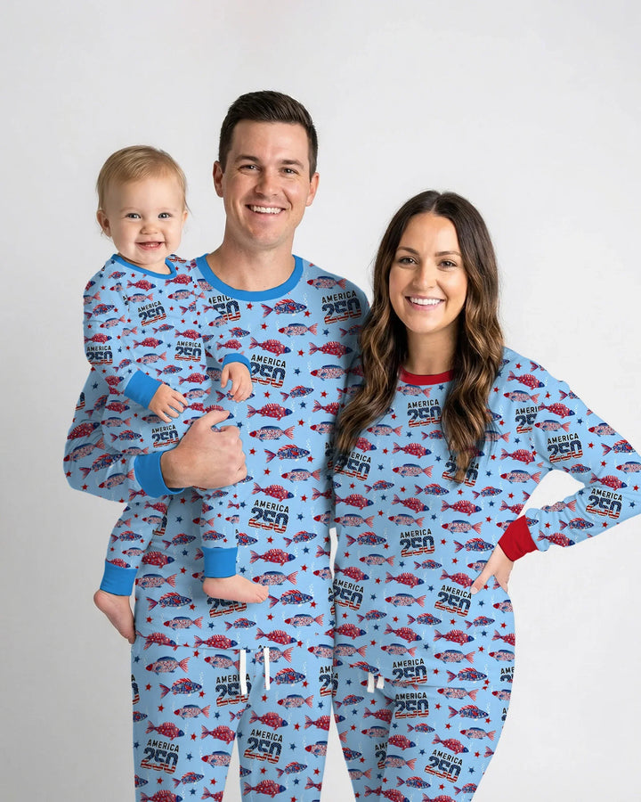 Stars and Stripes Fish Bamboo Men's Pajama Set