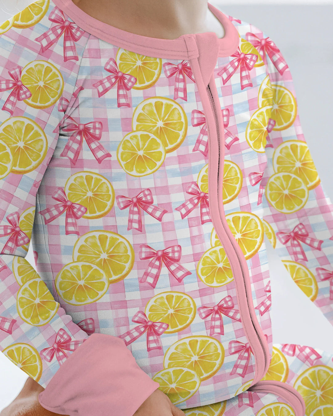 Pink Lemons Bows Checkered Bamboo Convertible Zippy