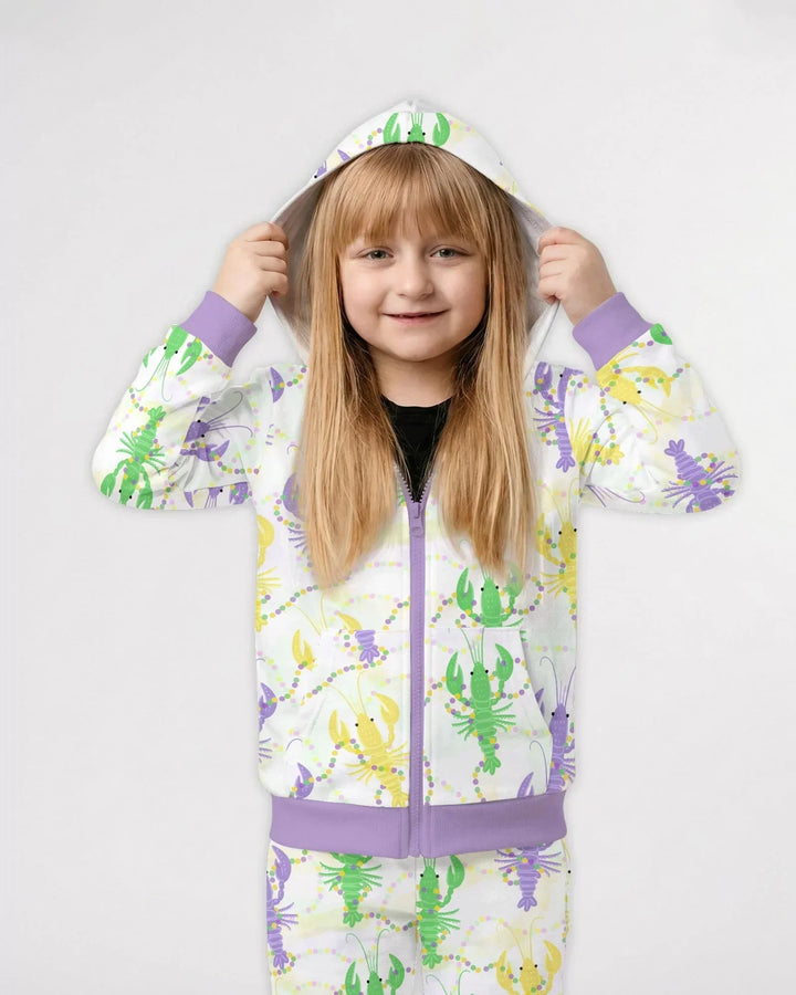 Mardi Gras Langusten Familie Partnerlook Bambus Reißverschluss-Hoodie