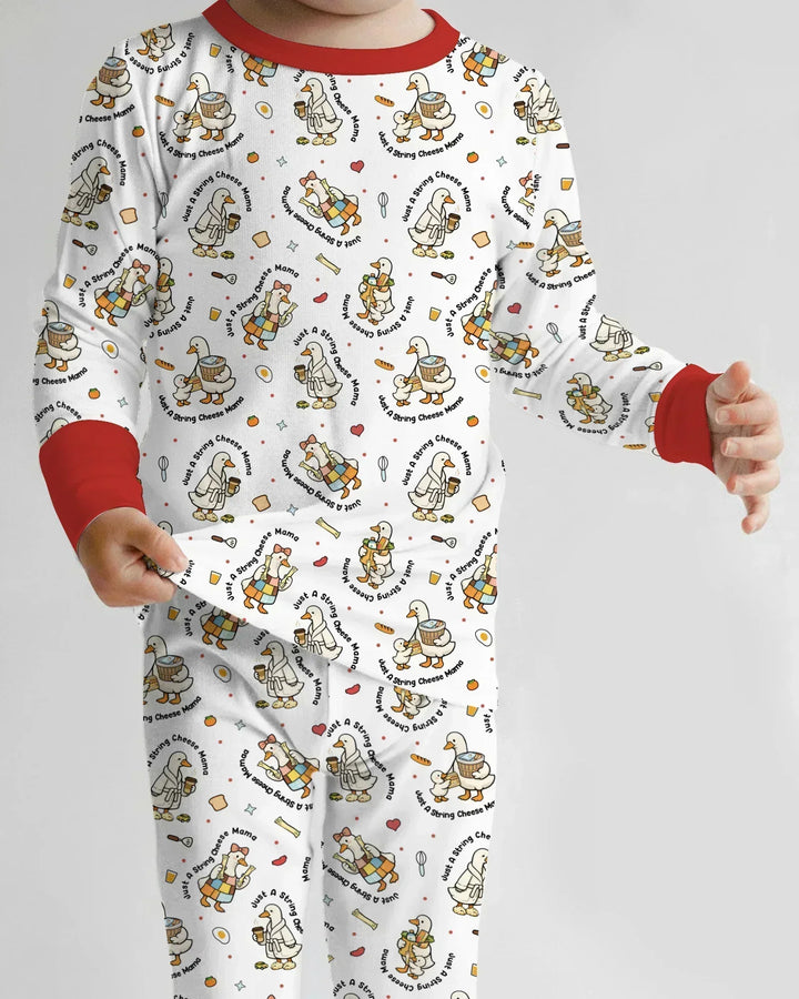 Just A String Cheese Mama Era Mommy & Me Bamboo Two Piece Long Sleeve Pajama Set