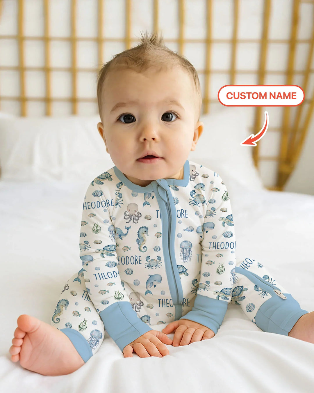 Custom Name Ocean Friends  Bamboo Convertible Zippy