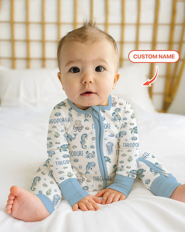 Custom Name Ocean Friends  Bamboo Convertible Zippy