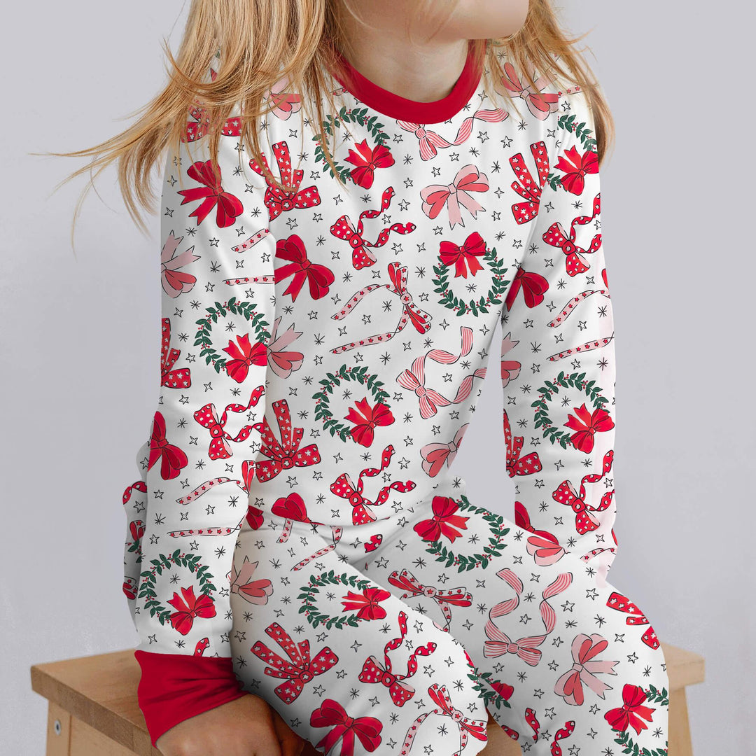 Christmas Bows Two Piece Pajama Set