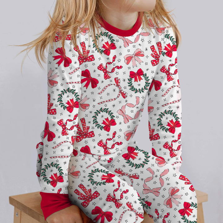 Christmas Bows Two Piece Pajama Set