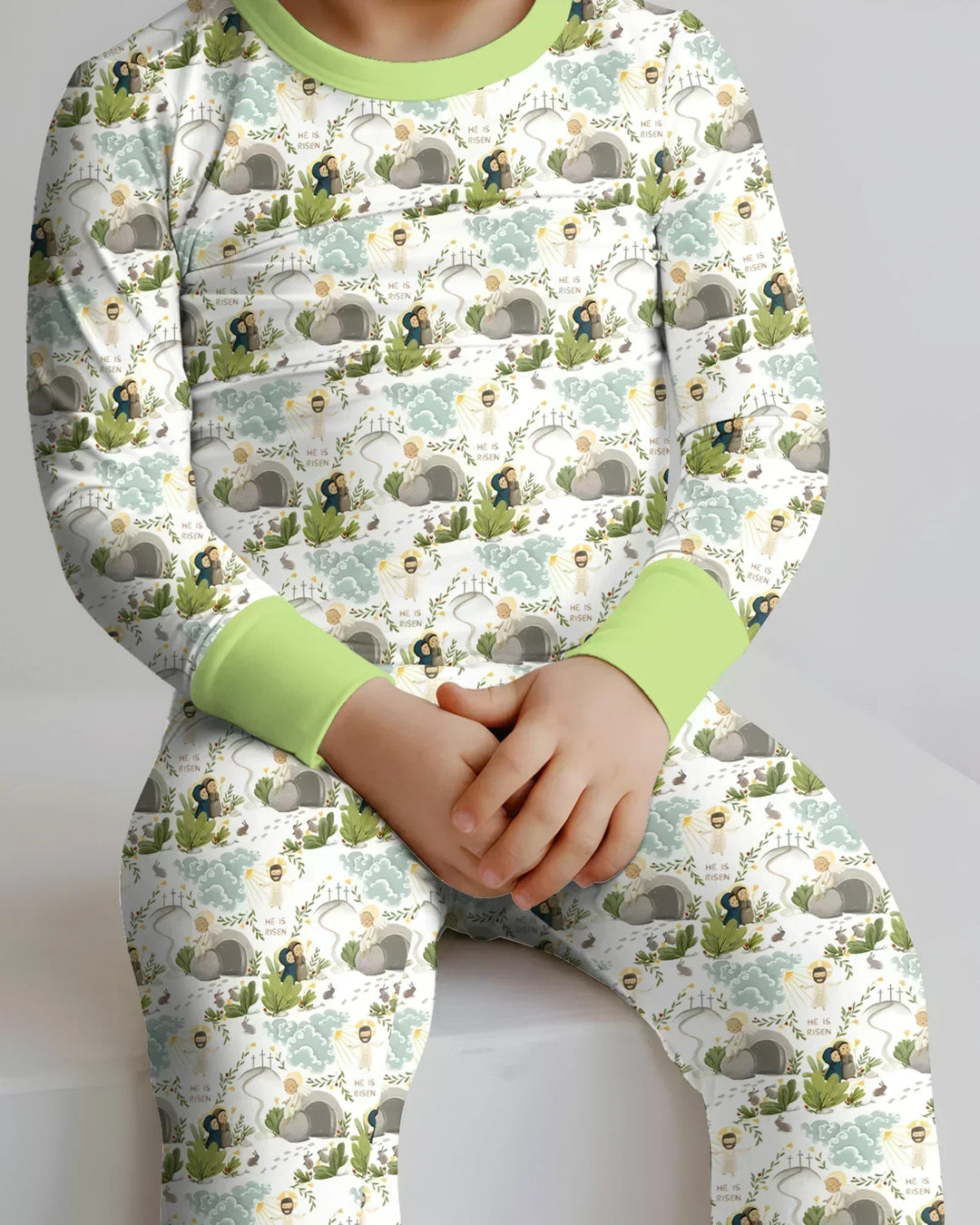Matthew 28:1–8 He Is Risen Bamboo Two Piece Long Sleeve Pajama Set