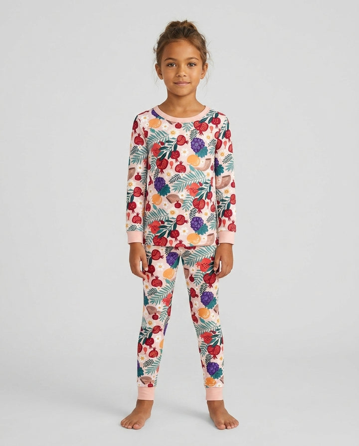 Pomegranate Blessings Night Family Matching Bamboo Two Piece Long Sleeve Pajama Set
